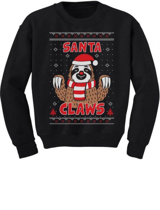 Santa Claws Sloth Ugly Christmas Sweater