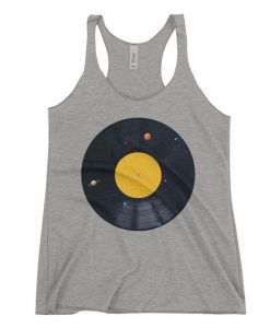 Solar System Vinyl Record Graphic Women's Racerback Tank Top