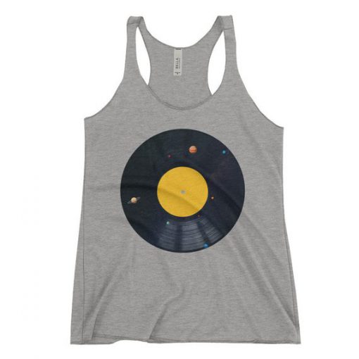 Solar System Vinyl Record Graphic Women's Racerback Tank Top