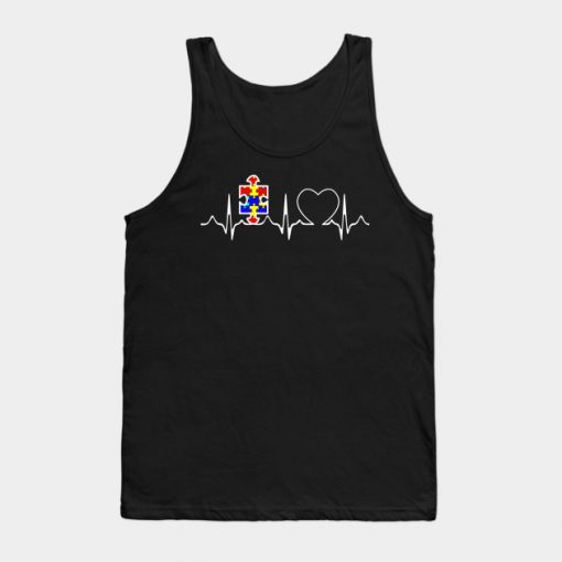 Autism Puzzle Heartbeat Tank Top