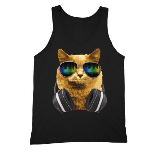 Cat Headphones DJ Glasses Tank