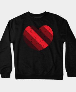 Diagonal Striped Heart Crewneck Sweatshirt