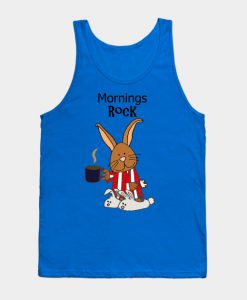 Funny Mornings Rock Bunny Cartoon Tank Top