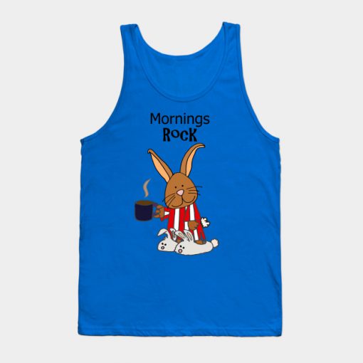 Funny Mornings Rock Bunny Cartoon Tank Top