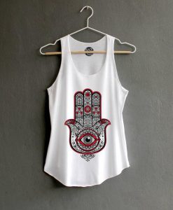 Hamsa Hand Shirt Hand Graphic Shirt White Tank Top