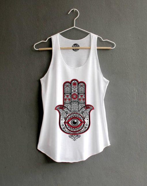 Hamsa Hand Shirt Hand Graphic Shirt White Tank Top