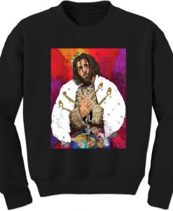 J Cole Long Sleeve White and Black Sweatshirt