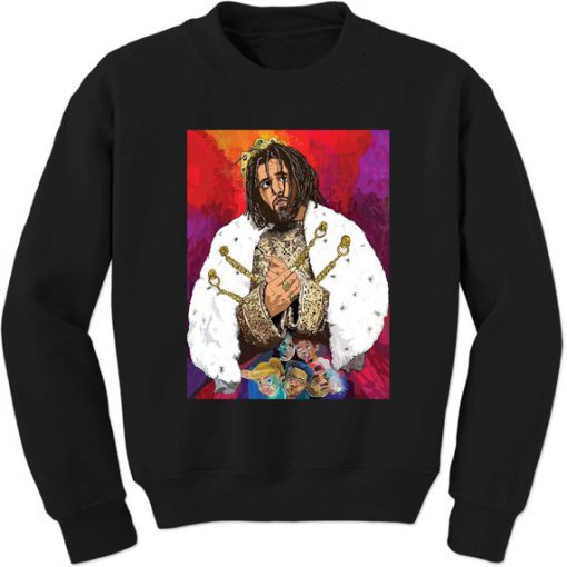 J Cole Long Sleeve White and Black Sweatshirt