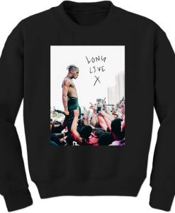 Long Live X Long Sleeve White and Black Sweatshirt