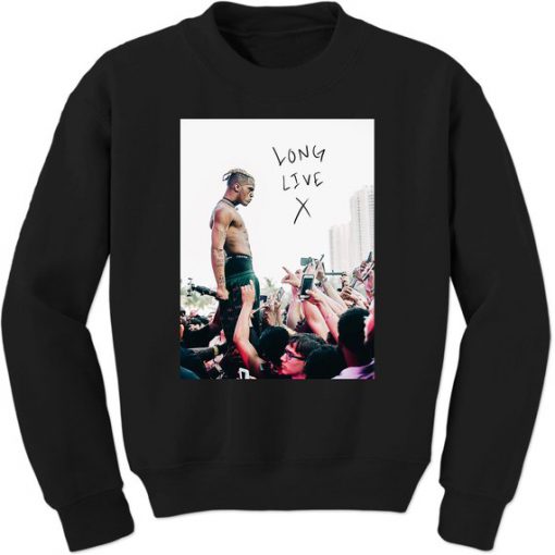 Long Live X Long Sleeve White and Black Sweatshirt