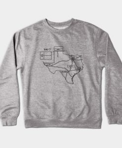 Texas State Map Black Outlines Crewneck Sweatshirt