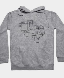 Texas State Map Black Outlines Hoodie