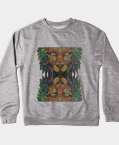 Tribal Lion Head Crewneck Sweatshirt