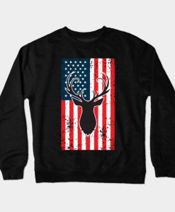 American Flag Deer Hunting Crewneck Sweatshirt