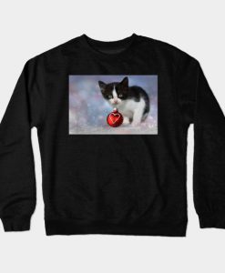 Cat with Christmas Bulb Crewneck Sweatshirt