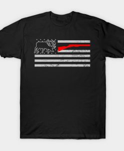 Elk Hunting Shirt Patriotic US American Flag Gift T-Shirt