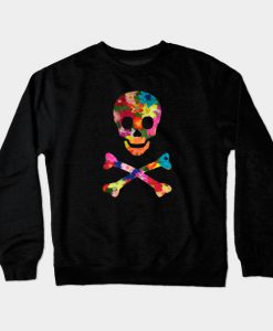 Flower Skull and Crossbones Crewneck Sweatshirt