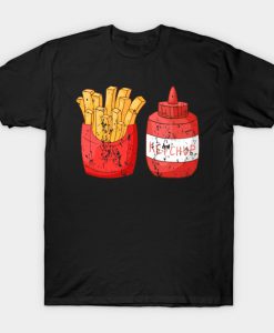 Fries Ketchup Barbecue Retro Vintage Grunge T-Shirt