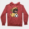 Funny Pug Dog Playing Soccer Cartoon Hoodie