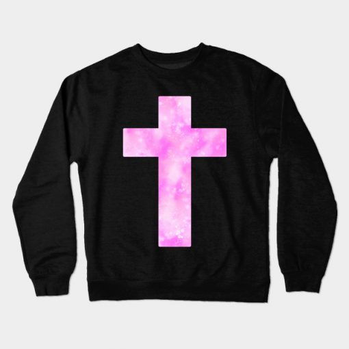 Pink Nebula Cross Crewneck Sweatshirt