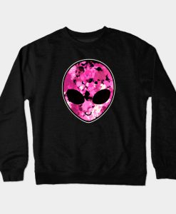 Pink Paint Splatter Alien Head Crewneck Sweatshirt