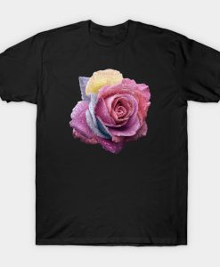 Purple Rose Abstract Art Flower Colorful Brush Painting Digital Art T-Shirt