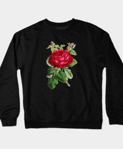 Retro Vintage Psychedelic Rose Flower Illustration Art Crewneck Sweatshirt