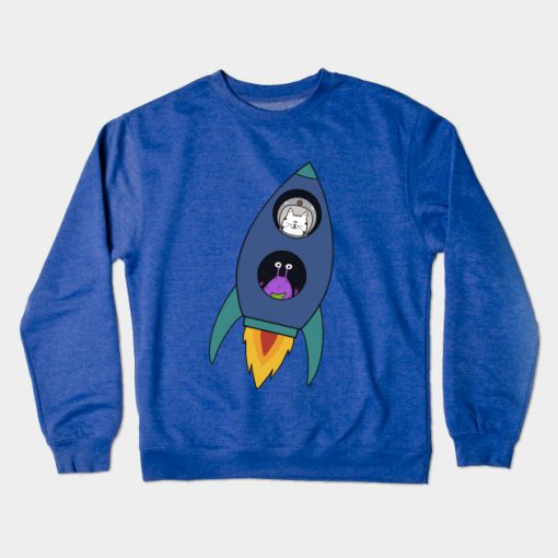 Rocket Ship Cat & Alien Crewneck Sweatshirt