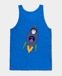 Rocket Ship Cat & Alien Tank Top