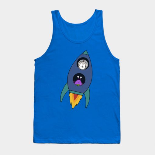 Rocket Ship Cat & Alien Tank Top