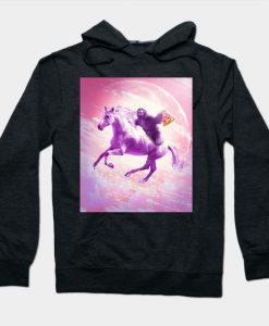 Space Sloth Riding On Flying Unicorn With Pizza Hoodie
