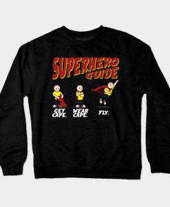 Superhero Guide Kids Instruction Manual Drawing Gift Crewneck Sweatshirt