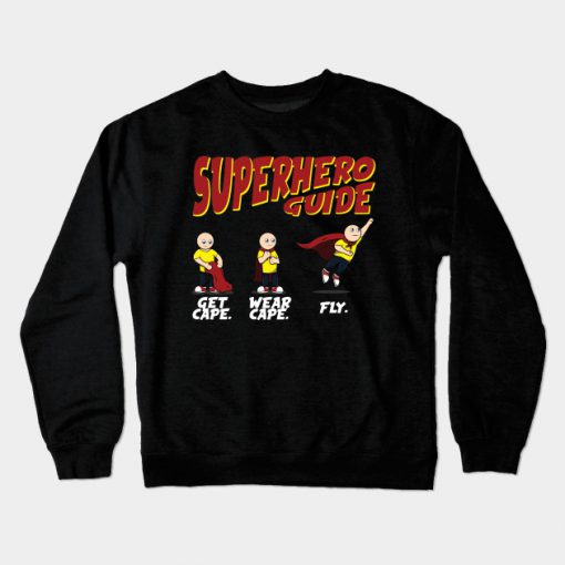 Superhero Guide Kids Instruction Manual Drawing Gift Crewneck Sweatshirt