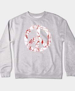 Abstract Peace Sign Design Crewneck Sweatshirt
