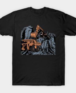 Excavator vs Dump Truck Mining T-Shirt