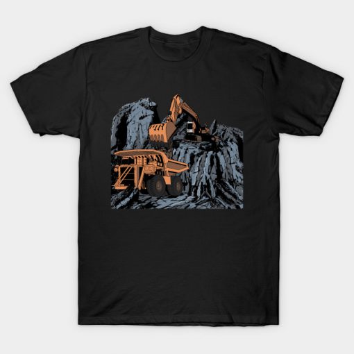 Excavator vs Dump Truck Mining T-Shirt