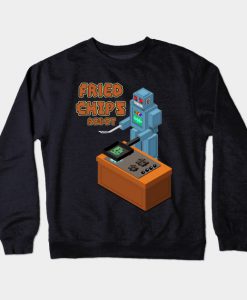 Fried Chips Robot Kitchen Chef Computer Geek Crewneck Sweatshirt