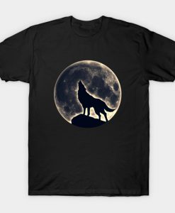 Howling Wolf in Full Moon T-Shirt