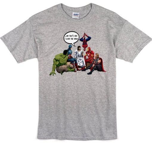 Jesus and Superheroes Sports Grey T-shirt