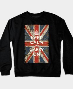 Keep Calm and Carry On with UK Flag Crewneck Sweatshirt