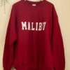 Malibu California Comfy Red Crewneck Sweatshirt