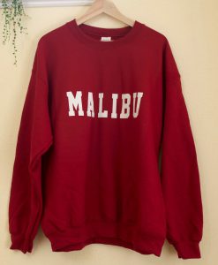 Malibu California Comfy Red Crewneck Sweatshirt