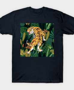 Seamless leaves with tiger T-Shirt