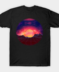 Vaporwave landscape with rocks T-Shirt