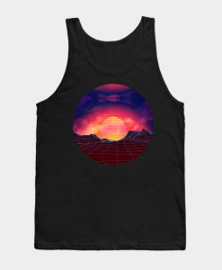 Vaporwave landscape with rocks Tank Top