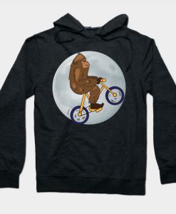 Bigfoot Riding a Bike on the Moon Hoodie