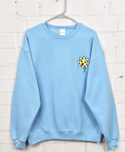 Blue Happy Daisy Embroidered Sweatshirt