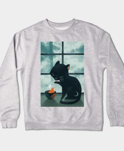 Cat and Rain Crewneck Sweatshirt