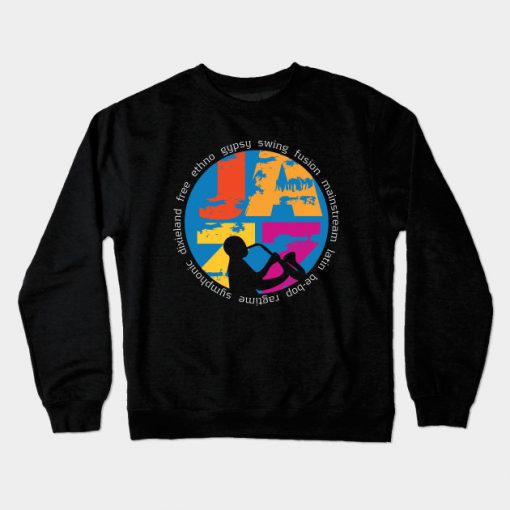 Jazz Sax Player and Jazz Genres Crewneck Sweatshirt