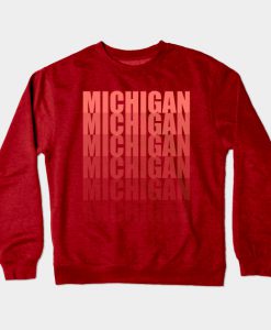 Michigan Gradient in Living Coral Crewneck Sweatshirt